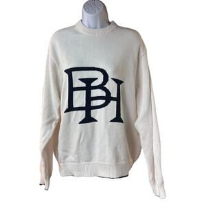 Beverly Hills x Revolve Women’s Ivory Logo Crewneck Sweater Size S Cotton Silk